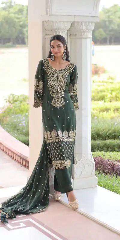 KA 1219 Green Faux Blooming Salwar SuitPerfect for Wedding, Party, Pongal, Baisakhi, Housewarming – . Now at just ₹2149. Delivery 4-6 Working Days. | Casual Suits, Jump Suits, Creative suits, Designer Suits, Palazzo Suits, Party Wear Suits, Patiala Suits, Salwar suit, Straight Suits