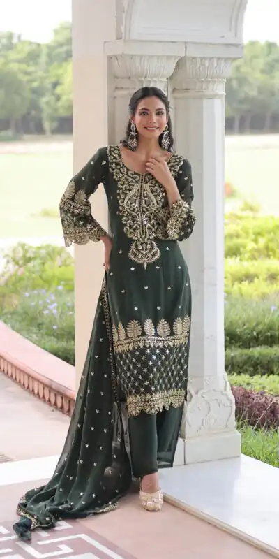 KA 1219 Green Faux Blooming Salwar SuitPerfect for Wedding, Party, Pongal, Baisakhi, Housewarming – . Now at just ₹2149. Delivery 4-6 Working Days. | Casual Suits, Jump Suits, Creative suits, Designer Suits, Palazzo Suits, Party Wear Suits, Patiala Suits, Salwar suit, Straight Suits