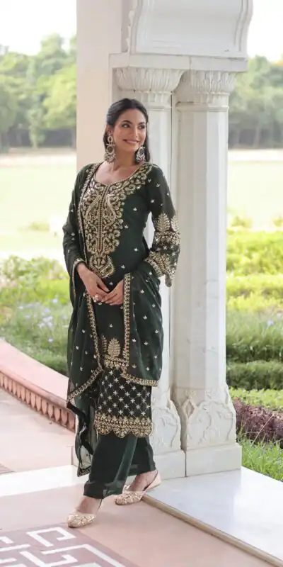 KA 1219 Green Faux Blooming Salwar SuitPerfect for Wedding, Party, Pongal, Baisakhi, Housewarming – . Now at just ₹2149. Delivery 4-6 Working Days. | Casual Suits, Jump Suits, Creative suits, Designer Suits, Palazzo Suits, Party Wear Suits, Patiala Suits, Salwar suit, Straight Suits