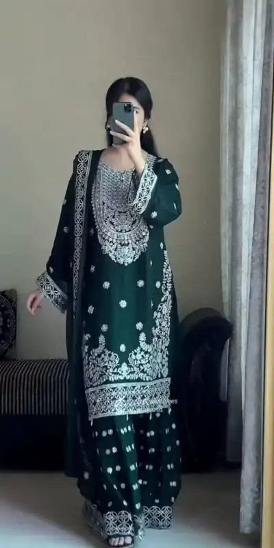 KD 1561 Green Faux Georgette Salwar Suit Perfect for Wedding, Party, Holi, Haldi, Sangeet – . Best Price ₹2399. Delivery 4-6 Working Days. Shop now. | Casual Suits, Jump Suits, Creative suits, Designer Suits, Palazzo Suits, Party Wear Suits, Patiala Suits, Salwar suit, Straight Suits