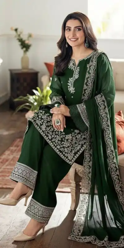 KF 1698 Green in French Crap Embroidery Work & Cut Work Salwar Suit . Introductory Price ₹2049. Delivery 4-6 Working Days. Shop now. | Casual Suits, Jump Suits, Creative suits, Designer Suits, Palazzo Suits, Party Wear Suits, Patiala Suits, Salwar suit, Straight Suits