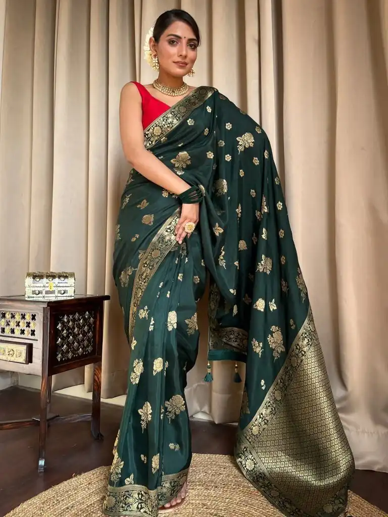 KPR 226 Green Soft Lichi Silk Saree Perfect for Wedding, Party, Raksha Bandhan, Sangeet, Eid – . Get it for ₹1399. Delivery 4-6 Working Days. | Creative Sarees, Bollywood Sarees, Designer Sarees, Embroidered Sarees, Ethnic Saree, Modern Digital sarees, Party Wear Sarees, Sarees