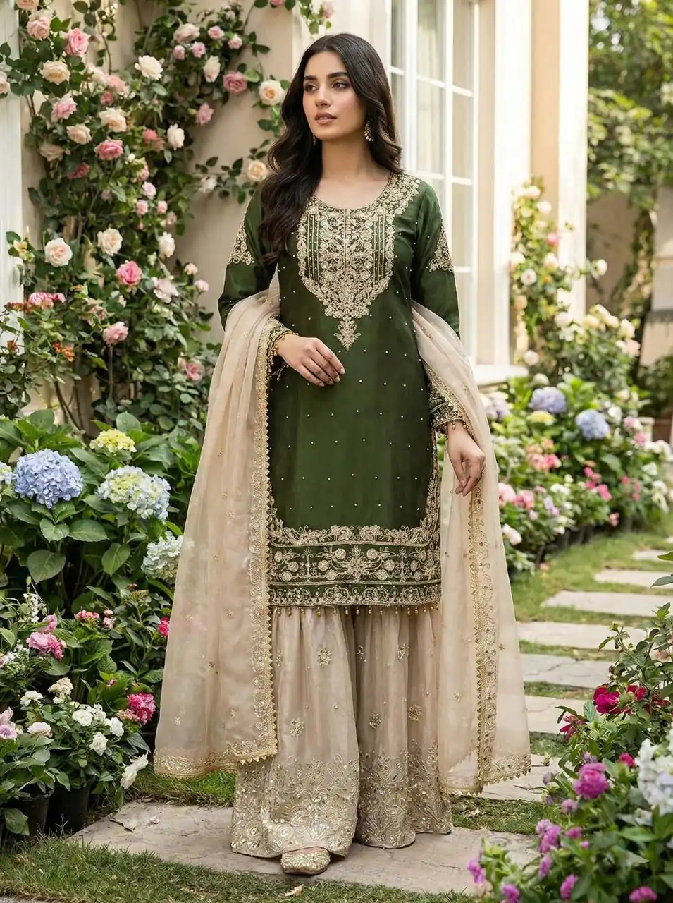 SR 1694 Green Organza Silk Salwar Suit with Embroidery Work & Lace Work. Exclusive Offer ₹1999. Delivery 4-6 Working Days. Shop now. | Casual Suits, Jump Suits, Creative suits, Designer Suits, Palazzo Suits, Party Wear Suits, Patiala Suits, Salwar suit, Straight Suits