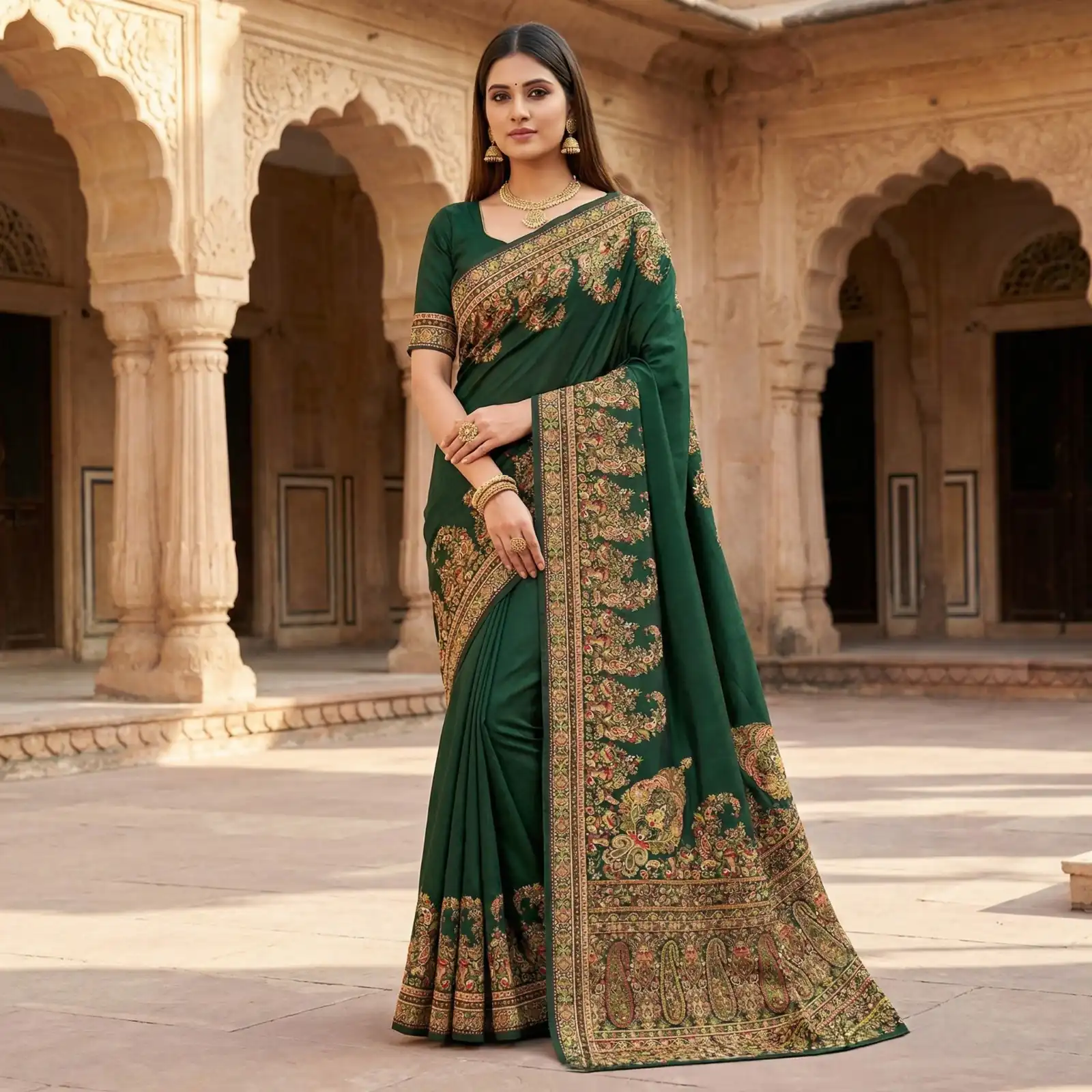 MB 46 Green Color Pashmina Silk Saree with Lace Work & Lace Border. Now at just ₹2399. Delivery 4-6 Working Days. Shop now. | Creative Sarees, Bollywood Sarees, Designer Sarees, Embroidered Sarees, Ethnic Saree, Modern Digital sarees, Party Wear Sarees, Sarees