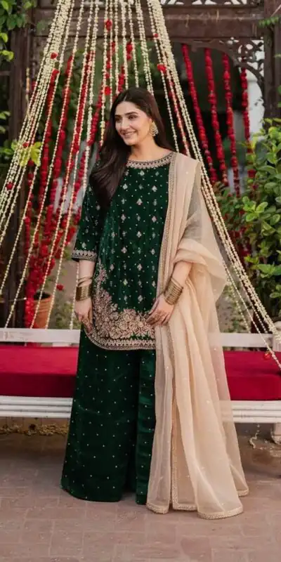 KF 1707 Green with Embroidery Work & Lace Work Viscose Velvet Salwar Suit . Introductory Price ₹2399. Delivery 4-6 Working Days. Shop now. | Casual Suits, Jump Suits, Creative suits, Designer Suits, Palazzo Suits, Party Wear Suits, Patiala Suits, Salwar suit, Straight Suits