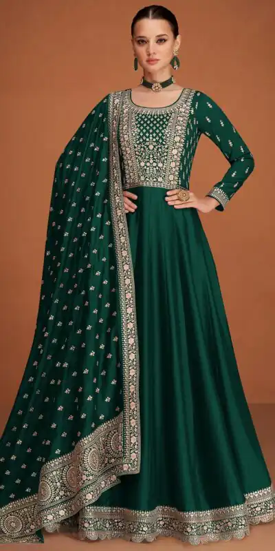 FC 9577 Green Color Vichitra Salwar Suit with Embroidery Work. Available at ₹2649 only. Delivery 4-6 Working Days. Shop now. | Casual Suits, Jump Suits, Creative suits, Designer Suits, Palazzo Suits, Party Wear Suits, Patiala Suits, Salwar suit, Straight Suits