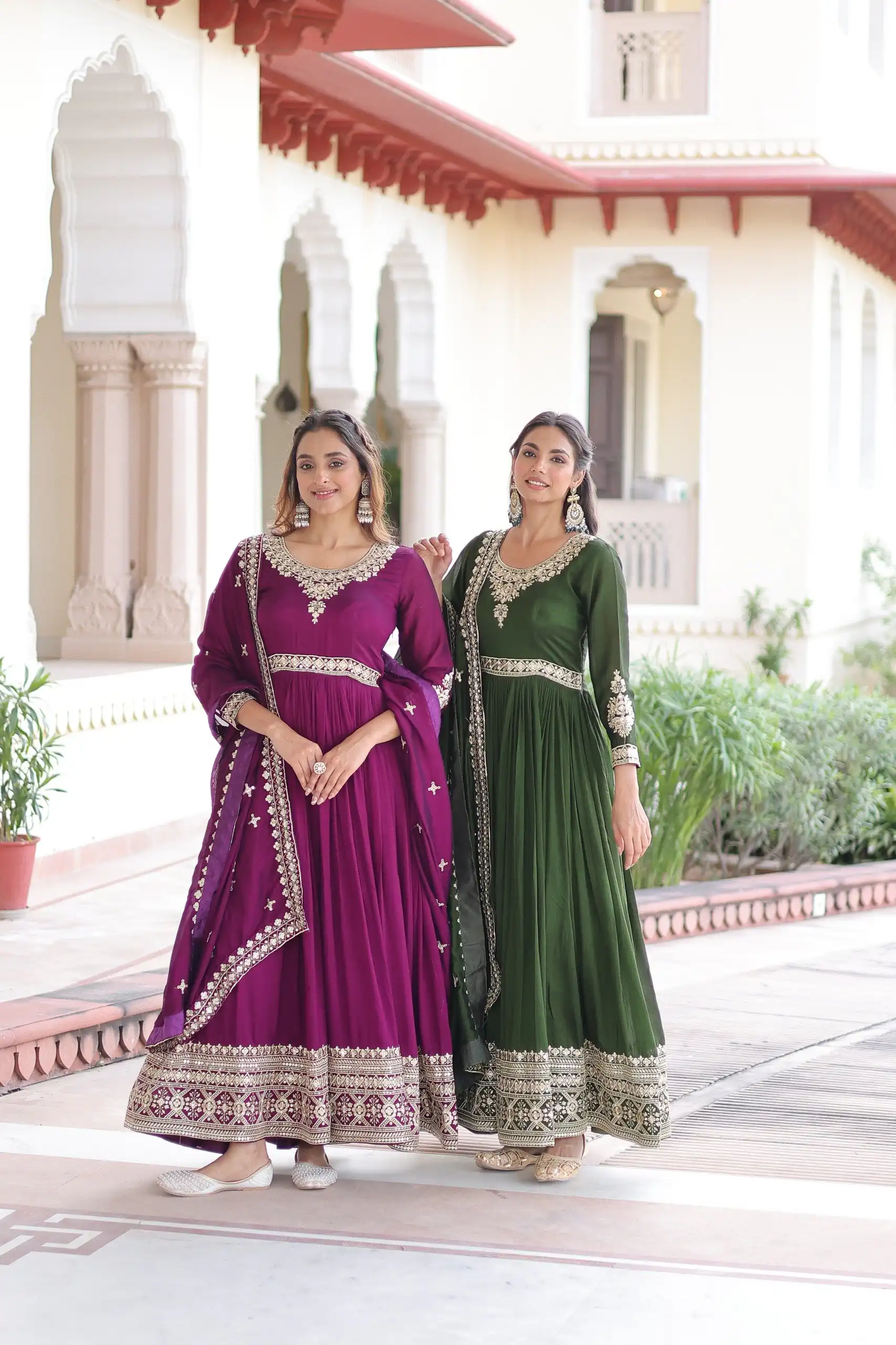 KA 1215 Green Vichitra Silk Gown Perfect for Wedding, Party, Holi, Anniversary, Mehendi –. Grab it for ₹2449. Delivery 4-6 Working Days. Shop now. | Bollywood Gowns, Creative Gowns, Designer Gowns, Embroidered Gowns, Gowns, Party Wear Gowns