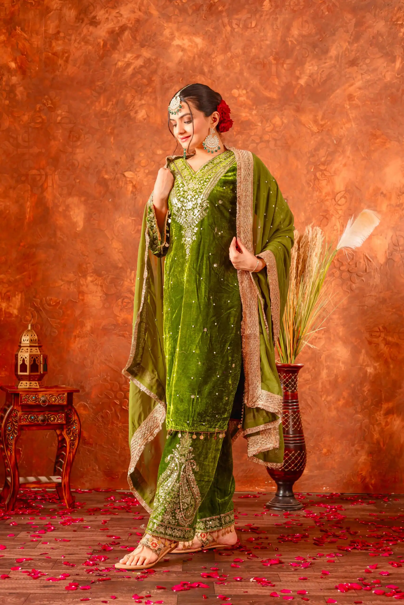 AD 134 Green Color Heavy Pure Viscose Velvet Embroidery Sharara Suit Wedding, Party, Festive, Events Etc. Expected Delivery  4-6 Working Days @2099/- | Casual Suits, Jump Suits, Creative suits, Designer Suits, Palazzo Suits, Party Wear Suits, Patiala Suits, Salwar suit, Straight Suits