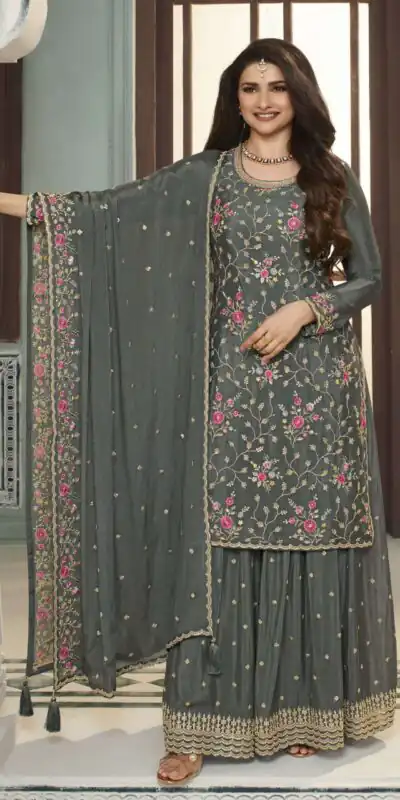 FC AVANTI 66301 Grey Chinon Salwar Suit Perfect for Wedding, Party, Traditional Day, Durga Puja, Makar Sankranti – . Get it for ₹3049. Delivery 4-6 Wor | Casual Suits, Jump Suits, Creative suits, Designer Suits, Palazzo Suits, Party Wear Suits, Patiala Suits, Salwar suit, Straight Suits