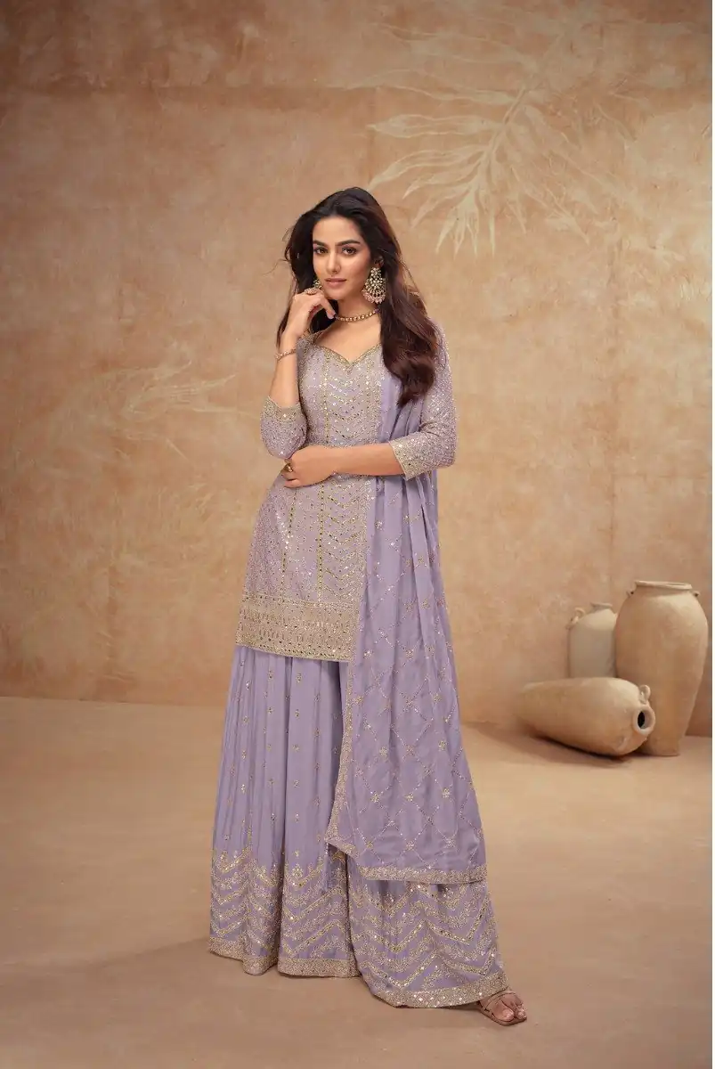 FC 7518 Lavender Chinon Salwar Suit Perfect for Wedding, Party, Diwali, Durga Puja, Temple Visit – . Festive Deal ₹3099. Delivery 4-6 Working Days. | Casual Suits, Jump Suits, Tops & Bottoms, Track Suits, Trendy Wear, Creative suits, Designer Suits, Palazzo Suits, Party Wear Suits, Patiala Suits, Salwar suit, Straight Suits