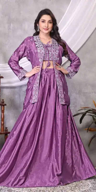 BB 02 Lavender Chinon Silk Lehenga Choli with Embroidery Work & Sequins Work. Available at ₹1999 only. Delivery 4-6 Working Days. Shop now. | Bollywood Lehenga, Creative Lehenga, Designer Lehenga, Embroidered Lehenga, Lehenga, Party Wear Lehenga