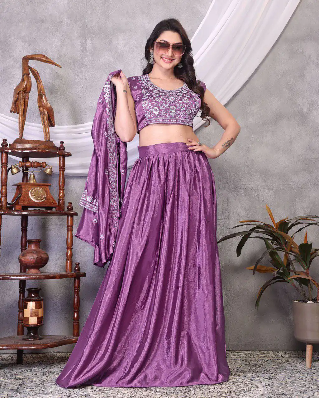 BB 02 Lavender Chinon Silk Lehenga Choli with Embroidery Work & Sequins Work. Available at ₹1999 only. Delivery 4-6 Working Days. Shop now. | Bollywood Lehenga, Creative Lehenga, Designer Lehenga, Embroidered Lehenga, Lehenga, Party Wear Lehenga