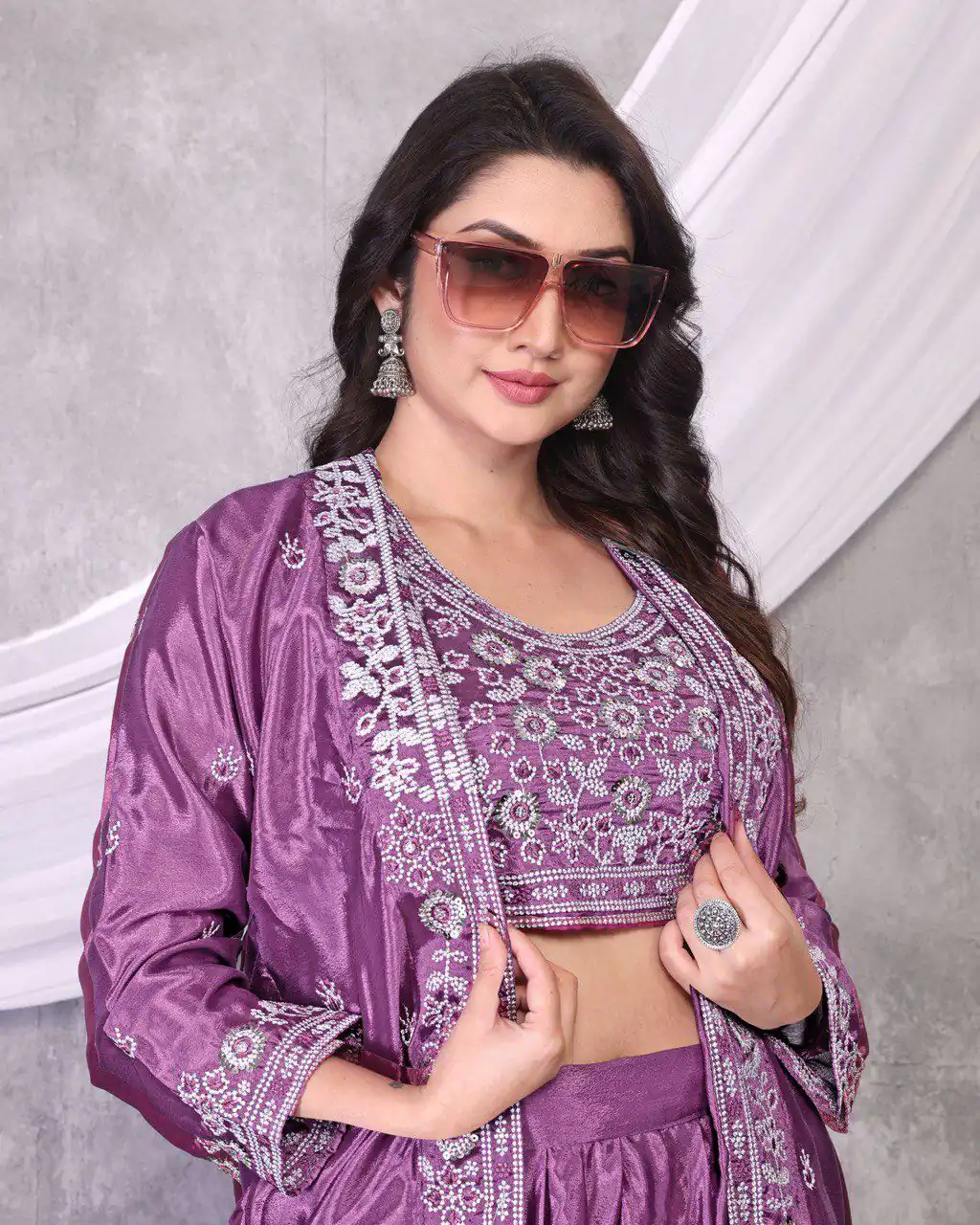 BB 02 Lavender Chinon Silk Lehenga Choli with Embroidery Work & Sequins Work. Available at ₹1999 only. Delivery 4-6 Working Days. Shop now. | Bollywood Lehenga, Creative Lehenga, Designer Lehenga, Embroidered Lehenga, Lehenga, Party Wear Lehenga