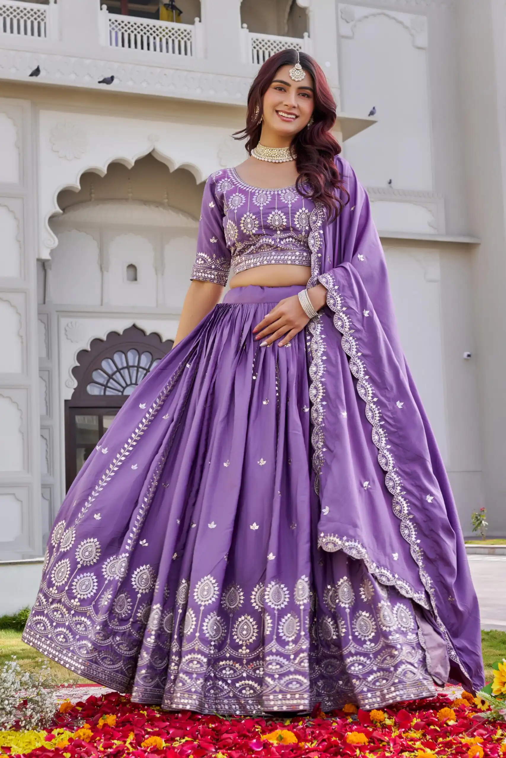Ram 154 Lavender Color Crap Silk Lehenga Choli with Embroidery Work. Now at just ₹2549. Delivery 4-6 Working Days. Shop now. | Bollywood Lehenga, Creative Lehenga, Designer Lehenga, Embroidered Lehenga, Lehenga, Party Wear Lehenga