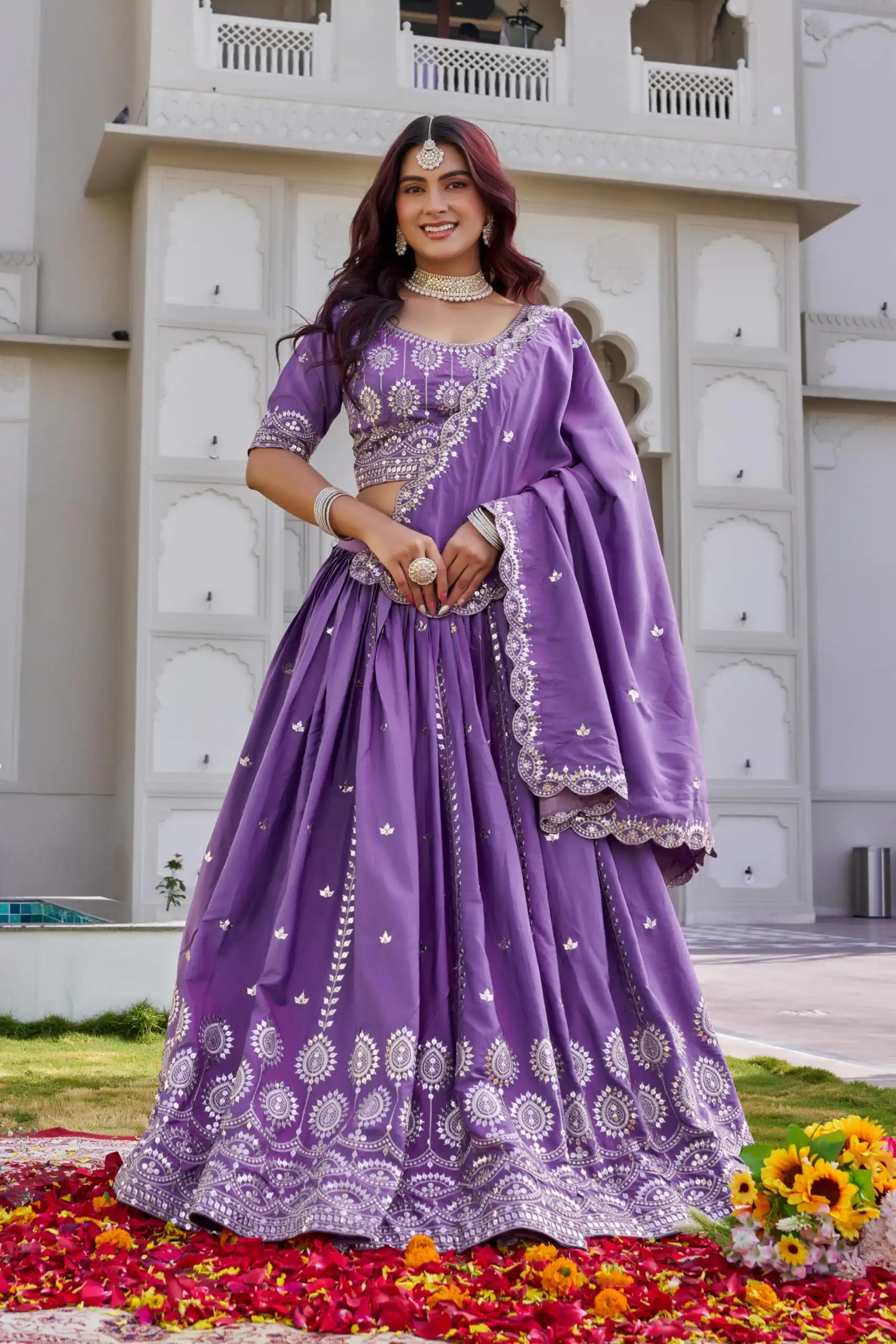 Ram 154 Lavender Color Crap Silk Lehenga Choli with Embroidery Work. Now at just ₹2549. Delivery 4-6 Working Days. Shop now. | Bollywood Lehenga, Creative Lehenga, Designer Lehenga, Embroidered Lehenga, Lehenga, Party Wear Lehenga