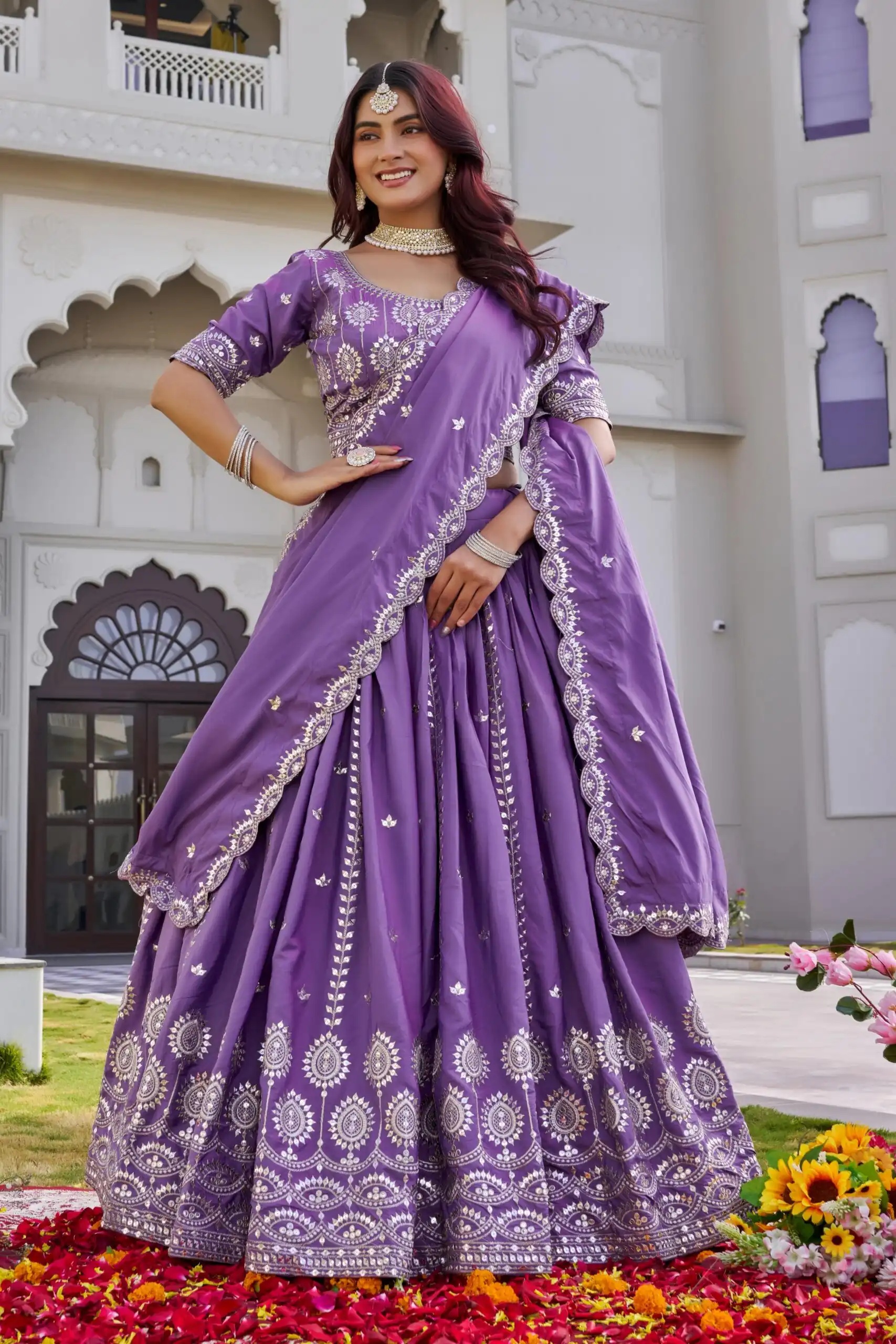 Ram 154 Lavender Color Crap Silk Lehenga Choli with Embroidery Work. Now at just ₹2549. Delivery 4-6 Working Days. Shop now. | Bollywood Lehenga, Creative Lehenga, Designer Lehenga, Embroidered Lehenga, Lehenga, Party Wear Lehenga