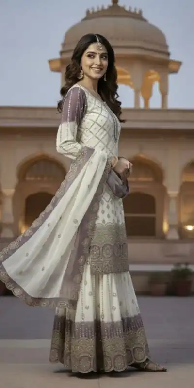 AD 223 Lavender Dual Tone Star Georgette Salwar Suit with Embroidery Work. Get it for ₹2399. Delivery 4-6 Working Days. Shop now. | Casual Suits, Jump Suits, Creative suits, Designer Suits, Palazzo Suits, Party Wear Suits, Patiala Suits, Salwar suit, Straight Suits