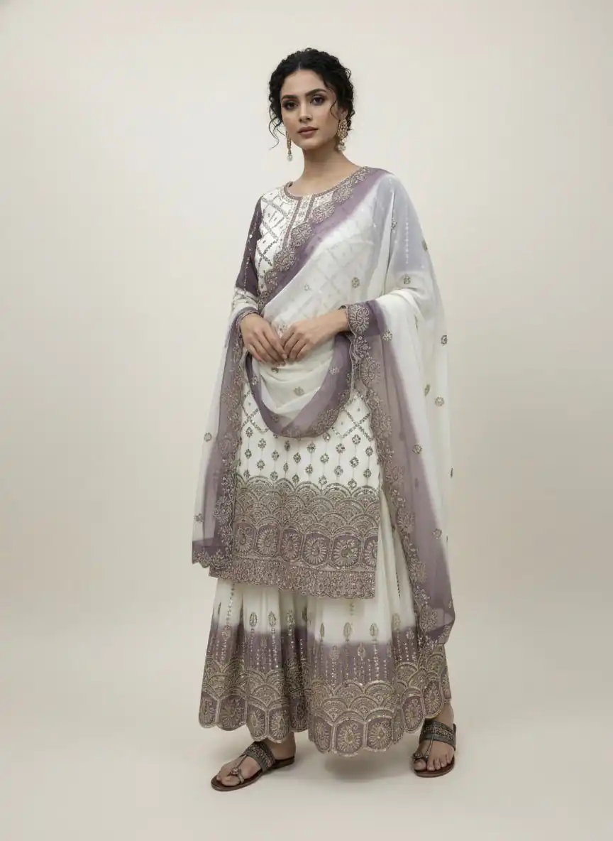 AD 223 Lavender Dual Tone Star Georgette Salwar Suit with Embroidery Work. Get it for ₹2399. Delivery 4-6 Working Days. Shop now. | Casual Suits, Jump Suits, Creative suits, Designer Suits, Palazzo Suits, Party Wear Suits, Patiala Suits, Salwar suit, Straight Suits