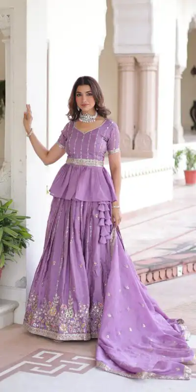 KA 5057 Lavender Gold Crush Lehenga Choli with Embroidery Work & Zari Work. Introductory Price ₹2649. Delivery 4-6 Working Days. Shop now. | Bollywood Lehenga, Creative Lehenga, Designer Lehenga, Embroidered Lehenga, Lehenga, Party Wear Lehenga