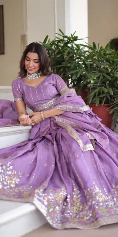 KA 5057 Lavender Gold Crush Lehenga Choli with Embroidery Work & Zari Work. Introductory Price ₹2649. Delivery 4-6 Working Days. Shop now. | Bollywood Lehenga, Creative Lehenga, Designer Lehenga, Embroidered Lehenga, Lehenga, Party Wear Lehenga