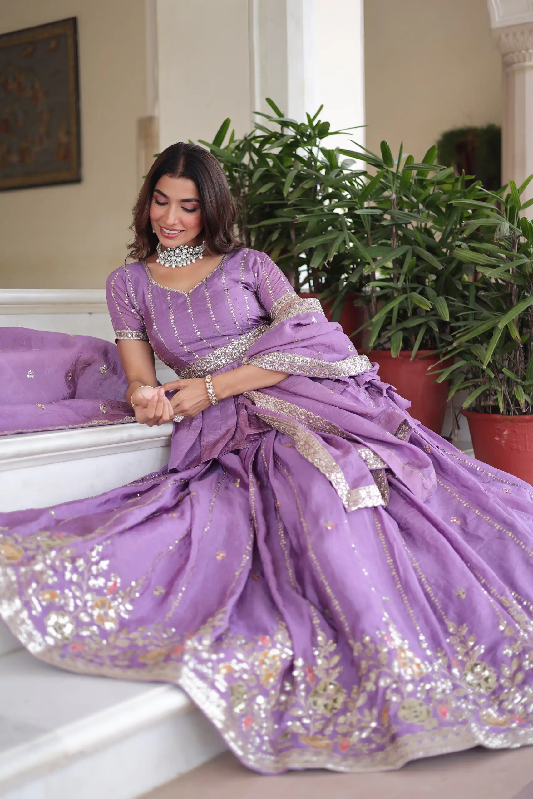 KA 5057 Lavender Gold Crush Lehenga Choli with Embroidery Work & Zari Work. Introductory Price ₹2649. Delivery 4-6 Working Days. Shop now. | Bollywood Lehenga, Creative Lehenga, Designer Lehenga, Embroidered Lehenga, Lehenga, Party Wear Lehenga