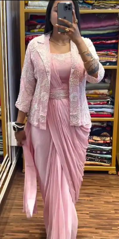 BB 58 Light Pink Chinon Silk Saree Perfect for Wedding, Party, Engagement, Baby Shower, Sangeet – . Available at ₹1999 only. Delivery 4-6 Working Day | Creative Sarees, Bollywood Sarees, Designer Sarees, Embroidered Sarees, Ethnic Saree, Modern Digital sarees, Party Wear Sarees, Sarees