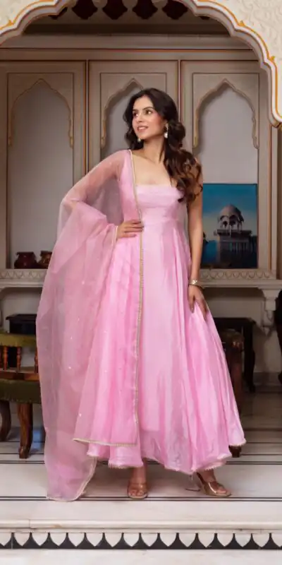 SRK 5291 Light Pink Faux Georgette Salwar Suit with Bead Work & Embroidery Work. Festive Deal ₹1799. Delivery 4-6 Working Days. Shop now. | Casual Suits, Jump Suits, Creative suits, Designer Suits, Palazzo Suits, Party Wear Suits, Patiala Suits, Salwar suit, Straight Suits