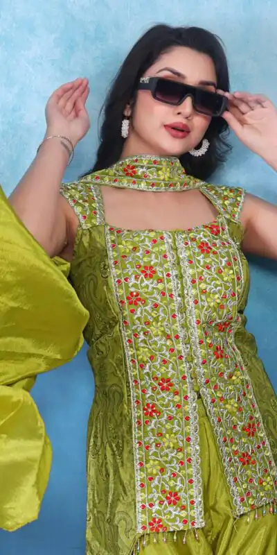 BB 16 Lime Yellow Chinon Salwar Suit Perfect for Wedding, Party, Baby Shower, Sangeet, Family Gatherings – . Grab it for ₹2099. Delivery 4-6 Wor | Casual Suits, Jump Suits, Creative suits, Designer Suits, Palazzo Suits, Party Wear Suits, Patiala Suits, Salwar suit, Straight Suits