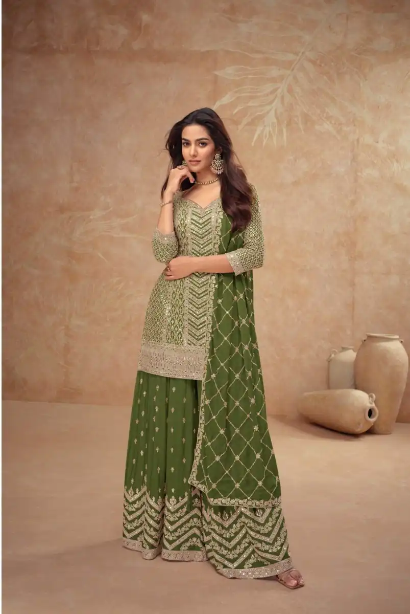 FC 7518 Mahendi Chinon Salwar Suit Perfect for Wedding, Party, Diwali, Durga Puja, Temple Visit – . Festive Deal ₹3099. Delivery 4-6 Working Days. | Casual Suits, Jump Suits, Tops & Bottoms, Track Suits, Trendy Wear, Creative suits, Designer Suits, Palazzo Suits, Party Wear Suits, Patiala Suits, Salwar suit, Straight Suits
