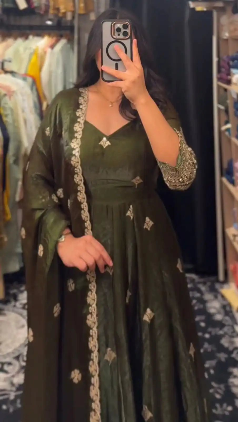 KD 1564 Mahendi Fendy Silk Gown Perfect for Wedding, Party, Durga Puja, Festival Celebrations, Ganesh Chaturthi – . Best Price ₹2399. Delivery 4-6 Wor | Bollywood Gowns, Creative Gowns, Designer Gowns, Embroidered Gowns, Gowns, Party Wear Gowns