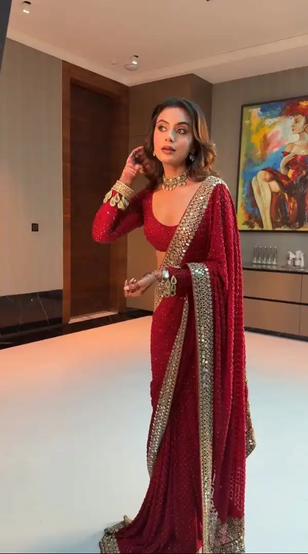 BT 443 Maroon Color Georgette Saree with Embroidery Work & Mirror Work. Get it for ₹2449. Delivery 4-6 Working Days. Shop now. | Creative Sarees, Embroidered Sarees, Bollywood Sarees, Designer Sarees, Ethnic Saree, Modern Digital sarees, Party Wear Sarees, Sarees