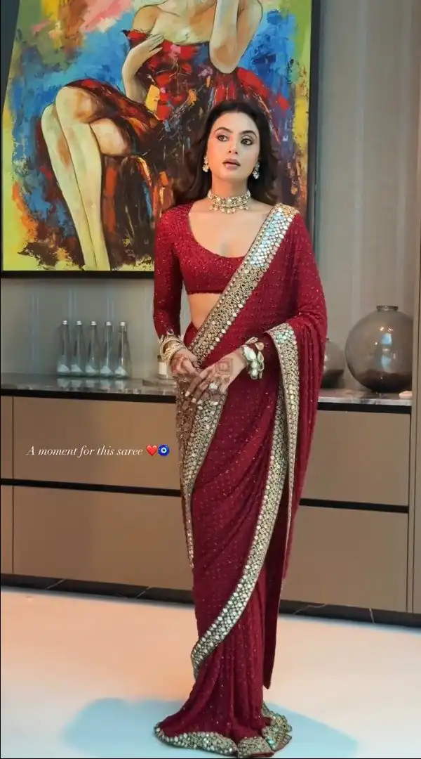 BT 443 Maroon Color Georgette Saree with Embroidery Work & Mirror Work. Get it for ₹2449. Delivery 4-6 Working Days. Shop now. | Creative Sarees, Embroidered Sarees, Bollywood Sarees, Designer Sarees, Ethnic Saree, Modern Digital sarees, Party Wear Sarees, Sarees