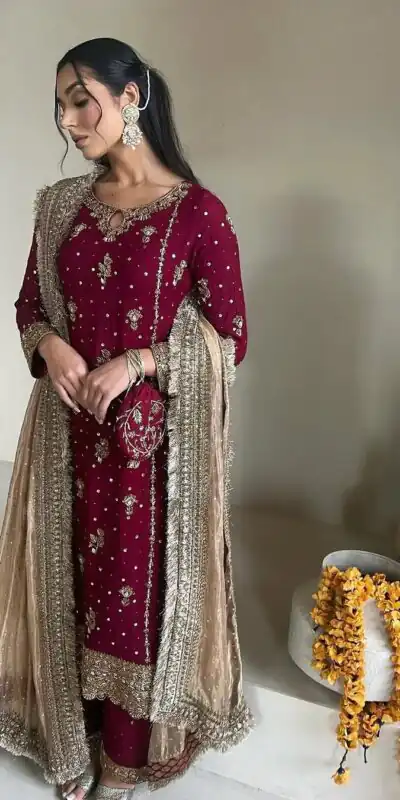 SR 1665 Maroon Color Faux Georgette Salwar Suit with Embroidery Work. Best Price ₹2049. Delivery 4-6 Working Days. Shop now. | Casual Suits, Jump Suits, Creative suits, Designer Suits, Palazzo Suits, Party Wear Suits, Patiala Suits, Salwar suit, Straight Suits