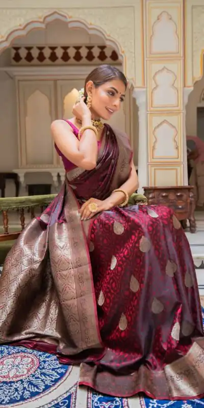 KPR 252 Maroon in Soft Lichi Silk Lace Work & Lace Border Saree. Affordable Price ₹1449. Delivery 4-6 Working Days. Shop now. | Creative Sarees, Bollywood Sarees, Designer Sarees, Embroidered Sarees, Ethnic Saree, Modern Digital sarees, Party Wear Sarees, Sarees