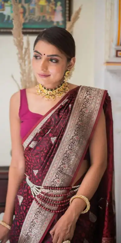 KPR 252 Maroon in Soft Lichi Silk Lace Work & Lace Border Saree. Affordable Price ₹1449. Delivery 4-6 Working Days. Shop now. | Creative Sarees, Bollywood Sarees, Designer Sarees, Embroidered Sarees, Ethnic Saree, Modern Digital sarees, Party Wear Sarees, Sarees