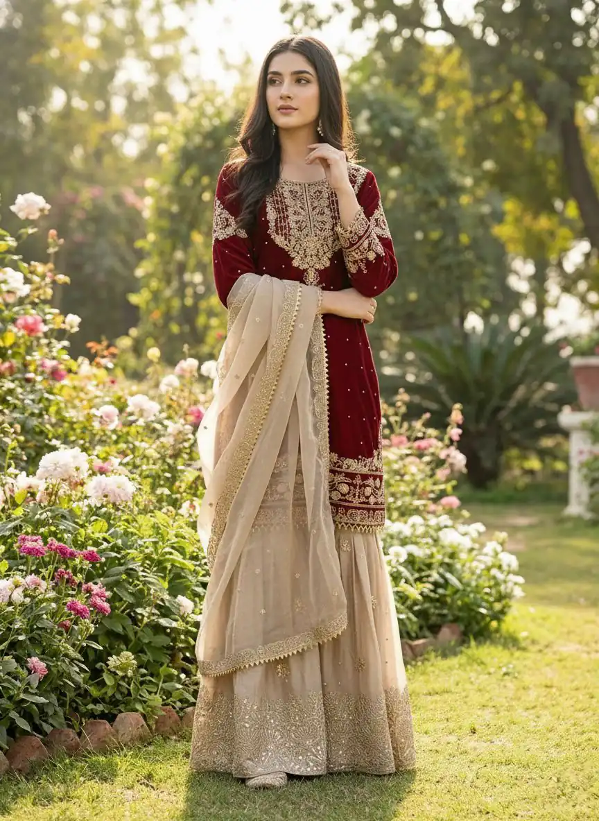SR 1694 Maroon Organza Silk Salwar Suit with Embroidery Work & Lace Work. Exclusive Offer ₹1999. Delivery 4-6 Working Days. Shop now. | Casual Suits, Jump Suits, Creative suits, Designer Suits, Palazzo Suits, Party Wear Suits, Patiala Suits, Salwar suit, Straight Suits
