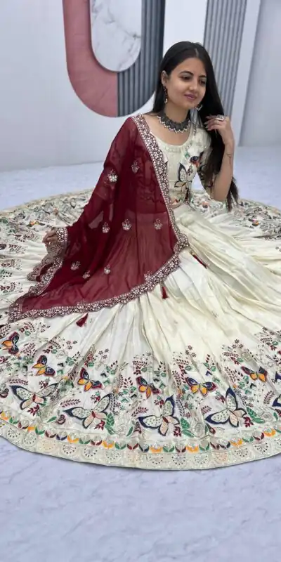 PC 491 Maroon Tissue Silk Lehenga Choli with Lace Work & Cut Work. Wedding, Party, Festive, Events Only 3249 Delivery 4-6 Working Days. Shop now. | Bollywood Lehenga, Creative Lehenga, Designer Lehenga, Embroidered Lehenga, Lehenga, Party Wear Lehenga