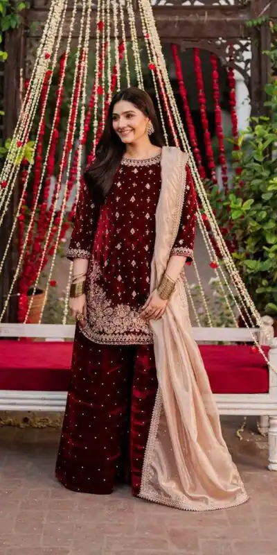 KF 1707 Maroon with Embroidery Work & Lace Work Viscose Velvet Salwar Suit . Introductory Price ₹2399. Delivery 4-6 Working Days. Shop now. | Casual Suits, Jump Suits, Creative suits, Designer Suits, Palazzo Suits, Party Wear Suits, Patiala Suits, Salwar suit, Straight Suits