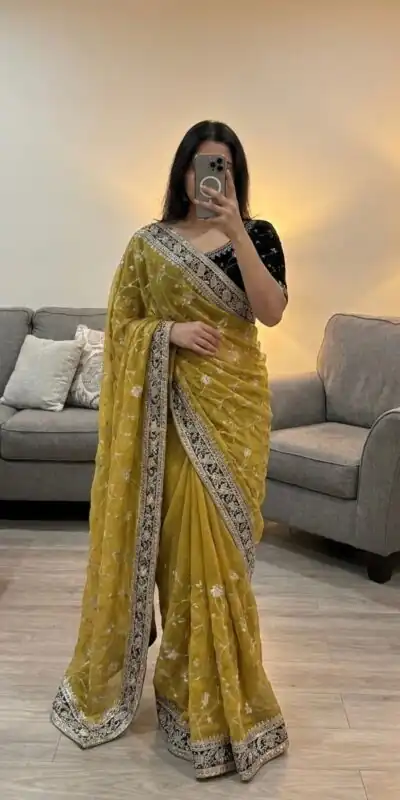 NC 5534 Mustered Moss Silk Saree Perfect for Wedding, Party, Ganesh Chaturthi, Karwa Chauth, Haldi – . Introductory Price ₹2049. Delivery 4-6 Working Days. | Creative Sarees, Bollywood Sarees, Designer Sarees, Embroidered Sarees, Ethnic Saree, Modern Digital sarees, Party Wear Sarees, Sarees