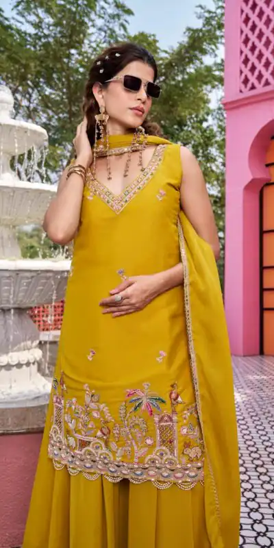 Ram 156 Mustered Star Georgette Salwar Suit with Embroidery Work. Available at ₹2649 only. Delivery 4-6 Working Days. Shop now. | Casual Suits, Jump Suits, Creative suits, Designer Suits, Palazzo Suits, Party Wear Suits, Patiala Suits, Salwar suit, Straight Suits