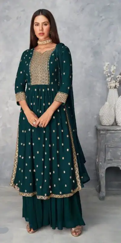DS A 8584 Navy Blue Color Georgette Salwar Suit with Embroidery Work. Special Price ₹1899. Delivery 4-6 Working Days. Shop now. | Casual Suits, Jump Suits, Creative suits, Designer Suits, Palazzo Suits, Party Wear Suits, Patiala Suits, Salwar suit, Straight Suits