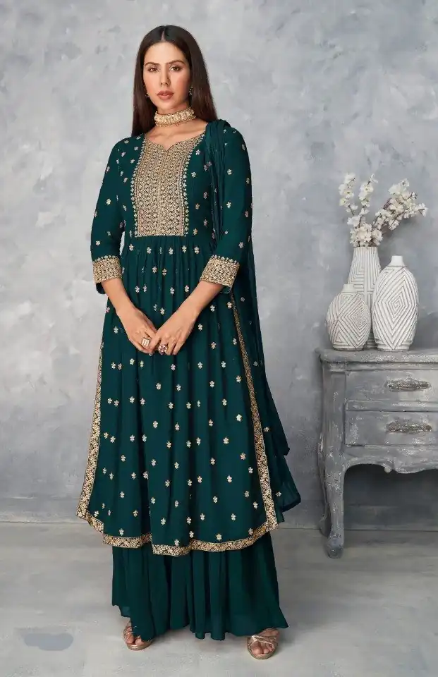 DS A 8584 Navy Blue Color Georgette Salwar Suit with Embroidery Work. Special Price ₹1899. Delivery 4-6 Working Days. Shop now. | Casual Suits, Jump Suits, Creative suits, Designer Suits, Palazzo Suits, Party Wear Suits, Patiala Suits, Salwar suit, Straight Suits