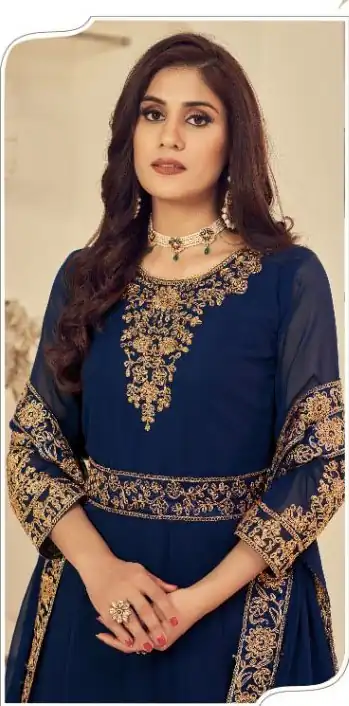 DS 1121 Navy Blue Georgette Salwar Suit with Stone Work. Get it for ₹1999. Wedding, Party, Festive, Events, Delivery 4-6 Working Days. Shop now. | Casual Suits, Jump Suits, Tops & Bottoms, Track Suits, Trendy Wear, Creative suits, Designer Suits, Palazzo Suits, Party Wear Suits, Patiala Suits, Salwar suit, Straight Suits