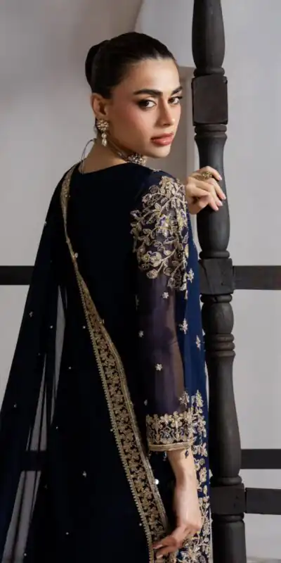 LG 2061 Navy Blue Organza Silk Salwar Suit with Embroidery Work. Exclusive Offer ₹2499. Delivery 4-6 Working Days. Shop now. | Casual Suits, Jump Suits, Creative suits, Designer Suits, Palazzo Suits, Party Wear Suits, Patiala Suits, Salwar suit, Straight Suits