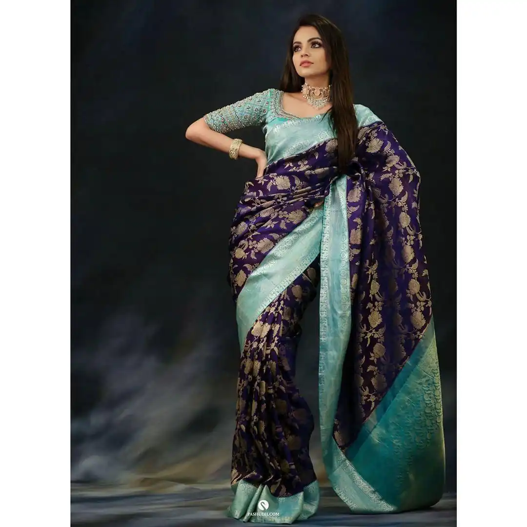 LKP 1071 Navy Blue in Soft Lichi Silk ace Border & Lace Work Saree . Exclusive Offer ₹1449. Delivery 4-6 Working Days. Shop now. | Creative Sarees, Bollywood Sarees, Designer Sarees, Embroidered Sarees, Ethnic Saree, Modern Digital sarees, Party Wear Sarees, Sarees