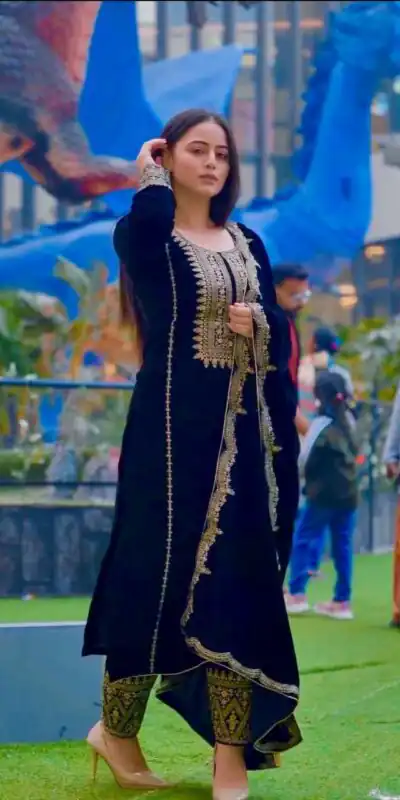 AD 089 Navy Blue Viscose Velvet Salwar Suit with Embroidery Work. Affordable Price ₹1999. Delivery 4-6 Working Days. Shop now. | Casual Suits, Jump Suits, Creative suits, Designer Suits, Palazzo Suits, Party Wear Suits, Patiala Suits, Salwar suit, Straight Suits