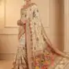 MS 547 Off White with Lace Work & Zari Work. Soft Pashmina Saree Exclusive Offer ₹2999. Delivery 4-6 Working Days. Shop now. | Creative Sarees, Bollywood Sarees, Designer Sarees, Embroidered Sarees, Ethnic Saree, Modern Digital sarees, Party Wear Sarees, Sarees