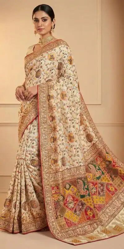 MS 547 Off White with Lace Work & Zari Work. Soft Pashmina Saree Exclusive Offer ₹2999. Delivery 4-6 Working Days. Shop now. | Creative Sarees, Bollywood Sarees, Designer Sarees, Embroidered Sarees, Ethnic Saree, Modern Digital sarees, Party Wear Sarees, Sarees