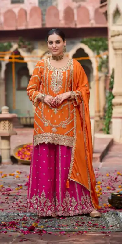 RTC 5969 Orange Chinon silk Salwar Suit Perfect for Wedding, Party, Family Gatherings, Karwa Chauth, Bridal Wear – . Available at ₹2149 only. Deliver | Casual Suits, Jump Suits, Creative suits, Designer Suits, Palazzo Suits, Party Wear Suits, Patiala Suits, Salwar suit, Straight Suits