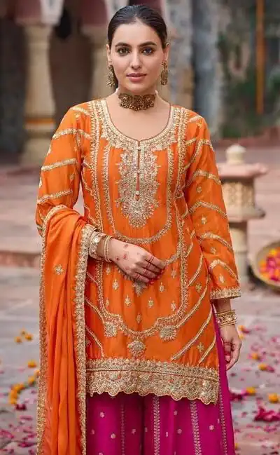 RTC 5969 Orange Chinon silk Salwar Suit Perfect for Wedding, Party, Family Gatherings, Karwa Chauth, Bridal Wear – . Available at ₹2149 only. Deliver | Casual Suits, Jump Suits, Creative suits, Designer Suits, Palazzo Suits, Party Wear Suits, Patiala Suits, Salwar suit, Straight Suits